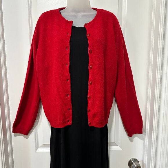 Zara Sweaters - Zara Knit Cranberry-Colored Wool/Nylon/Angora Blend Cardigan, Size L